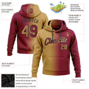 Custom Stitched Maroon Old Gold-Black Gradient Fashion Sports Pullover Sweatshirt Hoodie