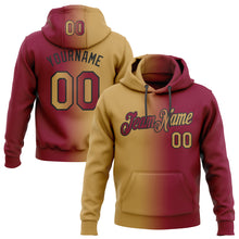 Charger l&#39;image dans la galerie, Custom Stitched Maroon Old Gold-Black Gradient Fashion Sports Pullover Sweatshirt Hoodie
