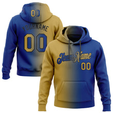 Charger l&#39;image dans la galerie, Custom Stitched Royal Old Gold-Black Gradient Fashion Sports Pullover Sweatshirt Hoodie
