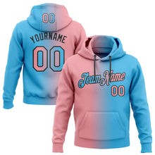 Charger l&#39;image dans la galerie, Custom Stitched Sky Blue Medium Pink-Black Gradient Fashion Sports Pullover Sweatshirt Hoodie
