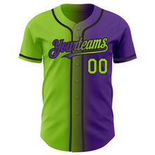 Загрузить изображение в средство просмотра галереи, Custom Purple Neon Green-Black Authentic Gradient Fashion Baseball Jersey
