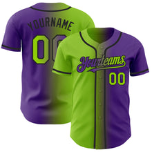 Загрузить изображение в средство просмотра галереи, Custom Purple Neon Green-Black Authentic Gradient Fashion Baseball Jersey
