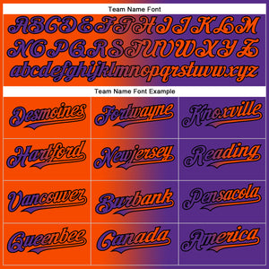 Custom Purple Orange-Black Authentic Gradient Fashion Baseball Jersey