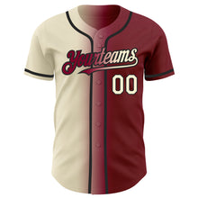 Загрузить изображение в средство просмотра галереи, Custom Maroon Cream-Black Authentic Gradient Fashion Baseball Jersey
