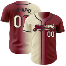 Загрузить изображение в средство просмотра галереи, Custom Maroon Cream-Black Authentic Gradient Fashion Baseball Jersey
