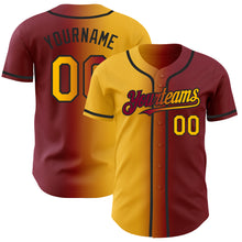 Загрузить изображение в средство просмотра галереи, Custom Maroon Gold-Black Authentic Gradient Fashion Baseball Jersey
