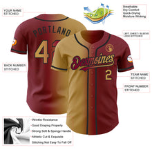 Загрузить изображение в средство просмотра галереи, Custom Maroon Old Gold-Black Authentic Gradient Fashion Baseball Jersey
