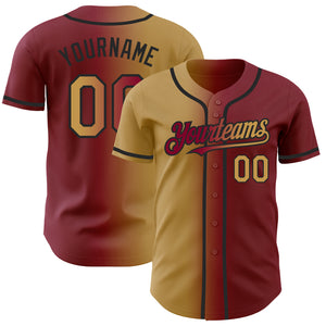 Custom Maroon Old Gold-Black Authentic Gradient Fashion Baseball Jersey