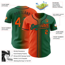 Загрузить изображение в средство просмотра галереи, Custom Kelly Green Orange-Black Authentic Gradient Fashion Baseball Jersey
