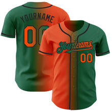 Загрузить изображение в средство просмотра галереи, Custom Kelly Green Orange-Black Authentic Gradient Fashion Baseball Jersey
