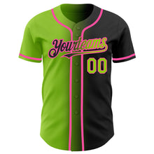 Загрузить изображение в средство просмотра галереи, Custom Black Neon Green-Pink Authentic Gradient Fashion Baseball Jersey
