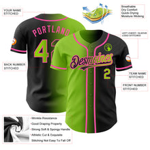 Загрузить изображение в средство просмотра галереи, Custom Black Neon Green-Pink Authentic Gradient Fashion Baseball Jersey
