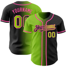 Загрузить изображение в средство просмотра галереи, Custom Black Neon Green-Pink Authentic Gradient Fashion Baseball Jersey
