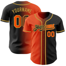 Загрузить изображение в средство просмотра галереи, Custom Black Orange-Old Gold Authentic Gradient Fashion Baseball Jersey
