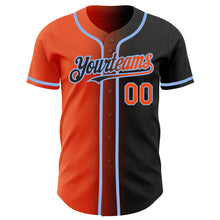 Загрузить изображение в средство просмотра галереи, Custom Black Orange-Light Blue Authentic Gradient Fashion Baseball Jersey
