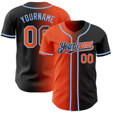 Загрузить изображение в средство просмотра галереи, Custom Black Orange-Light Blue Authentic Gradient Fashion Baseball Jersey
