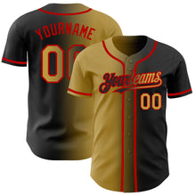 Загрузить изображение в средство просмотра галереи, Custom Black Old Gold-Red Authentic Gradient Fashion Baseball Jersey
