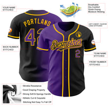 Загрузить изображение в средство просмотра галереи, Custom Black Purple-Gold Authentic Gradient Fashion Baseball Jersey
