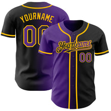 Загрузить изображение в средство просмотра галереи, Custom Black Purple-Gold Authentic Gradient Fashion Baseball Jersey
