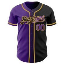 Загрузить изображение в средство просмотра галереи, Custom Black Purple-Old Gold Authentic Gradient Fashion Baseball Jersey
