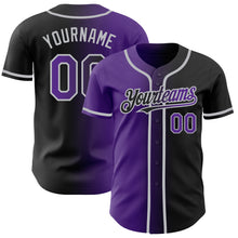 Загрузить изображение в средство просмотра галереи, Custom Black Purple-Gray Authentic Gradient Fashion Baseball Jersey
