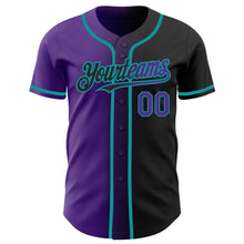 Загрузить изображение в средство просмотра галереи, Custom Black Purple-Teal Authentic Gradient Fashion Baseball Jersey
