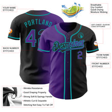 Загрузить изображение в средство просмотра галереи, Custom Black Purple-Teal Authentic Gradient Fashion Baseball Jersey
