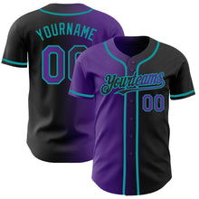 Загрузить изображение в средство просмотра галереи, Custom Black Purple-Teal Authentic Gradient Fashion Baseball Jersey
