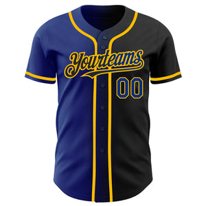 Custom Black Royal-Gold Authentic Gradient Fashion Baseball Jersey