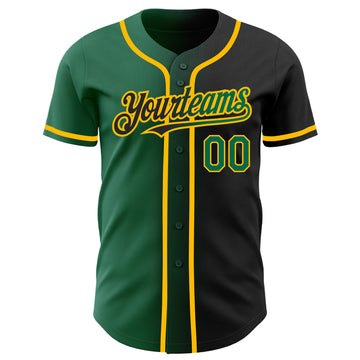 Custom Black Kelly Green-Gold Authentic Gradient Fashion Baseball Jersey