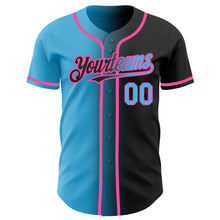 Загрузить изображение в средство просмотра галереи, Custom Black Sky Blue-Pink Authentic Gradient Fashion Baseball Jersey
