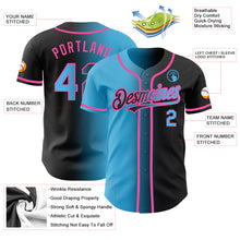 Загрузить изображение в средство просмотра галереи, Custom Black Sky Blue-Pink Authentic Gradient Fashion Baseball Jersey
