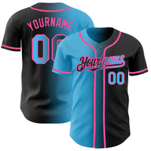 Загрузить изображение в средство просмотра галереи, Custom Black Sky Blue-Pink Authentic Gradient Fashion Baseball Jersey
