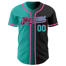 Загрузить изображение в средство просмотра галереи, Custom Black Aqua-Pink Authentic Gradient Fashion Baseball Jersey
