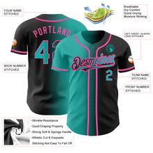 Загрузить изображение в средство просмотра галереи, Custom Black Aqua-Pink Authentic Gradient Fashion Baseball Jersey
