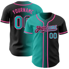 Загрузить изображение в средство просмотра галереи, Custom Black Aqua-Pink Authentic Gradient Fashion Baseball Jersey
