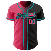 Charger l&#39;image dans la galerie, Custom Black Neon Pink-Teal Authentic Gradient Fashion Baseball Jersey
