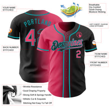 Charger l&#39;image dans la galerie, Custom Black Neon Pink-Teal Authentic Gradient Fashion Baseball Jersey
