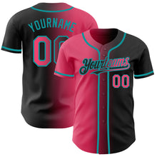 Charger l&#39;image dans la galerie, Custom Black Neon Pink-Teal Authentic Gradient Fashion Baseball Jersey
