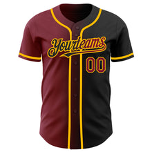 Загрузить изображение в средство просмотра галереи, Custom Black Crimson-Gold Authentic Gradient Fashion Baseball Jersey
