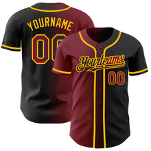 Загрузить изображение в средство просмотра галереи, Custom Black Crimson-Gold Authentic Gradient Fashion Baseball Jersey
