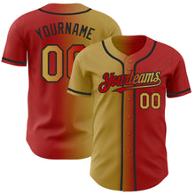 Загрузить изображение в средство просмотра галереи, Custom Red Old Gold-Black Authentic Gradient Fashion Baseball Jersey
