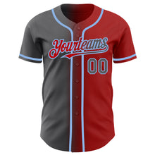 Load image into Gallery viewer, Custom Red Steel Gray-Light Blue Authentic Gradient Fashion Baseball Jersey
