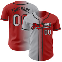 Charger l&#39;image dans la galerie, Custom Red Gray-Black Authentic Gradient Fashion Baseball Jersey
