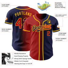 Load image into Gallery viewer, Custom Navy Red-Gold Authentic Gradient Fashion Baseball Jersey
