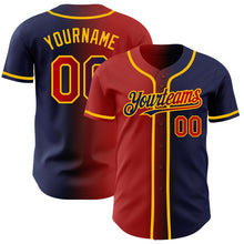 Charger l&#39;image dans la galerie, Custom Navy Red-Gold Authentic Gradient Fashion Baseball Jersey
