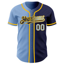 Загрузить изображение в средство просмотра галереи, Custom Navy Light Blue-Gold Authentic Gradient Fashion Baseball Jersey
