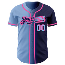 Загрузить изображение в средство просмотра галереи, Custom Navy Light Blue-Pink Authentic Gradient Fashion Baseball Jersey
