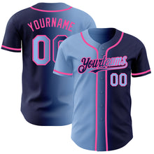 Загрузить изображение в средство просмотра галереи, Custom Navy Light Blue-Pink Authentic Gradient Fashion Baseball Jersey
