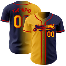 Charger l&#39;image dans la galerie, Custom Navy Gold-Red Authentic Gradient Fashion Baseball Jersey
